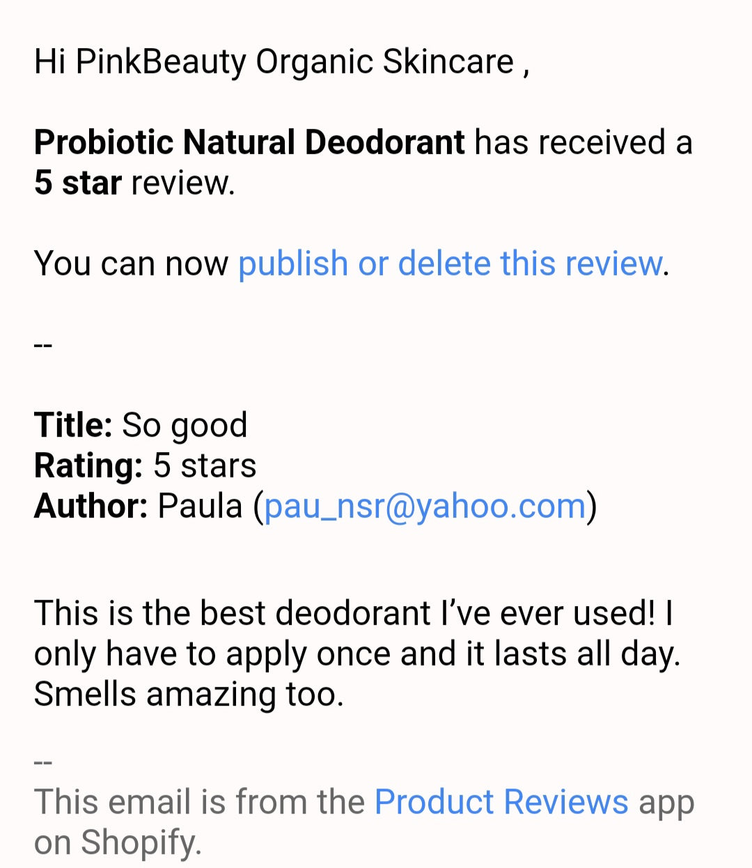 Probiotic Natural Deodorant - vanilla essential oil